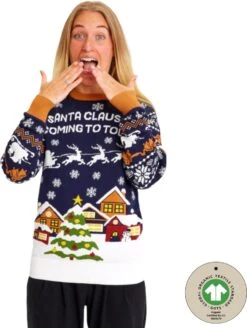 Ugly Christmas Sweater Women & Men - Pull De Noël "Santa Claus Is Coming To Town" - 100% Katoen Biologique - Pull De Noël Homme & Femme Taille L -DUNI Magasin 903x1200