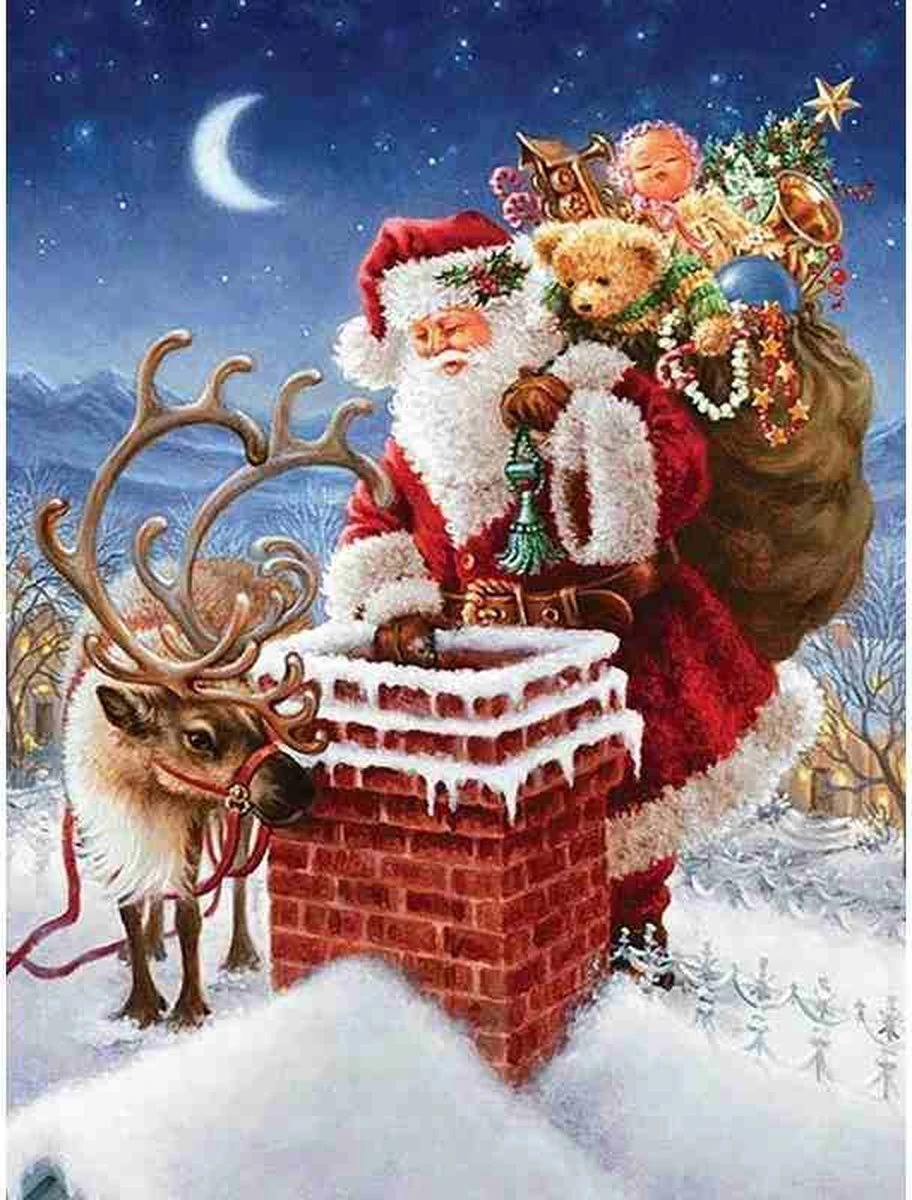 Peinture Au Diamond - Père Noël Sur Le Toit - Noël - Fabriqué Aux Pays- Nederland - 40 X 60 Cm - Toile - Pierres Carrées - Livré Sous 2-3 Jours Ouvrables 3 Peinture Au Diamond - Père Noël Sur Le Toit - Noël - Fabriqué Aux Pays- Nederland - 40 X 60 Cm - Toile - Pierres Carrées - Livré Sous 2-3 Jours Ouvrables