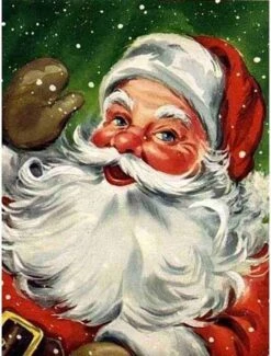 Peinture Au Diamond - Joyeux Père Noël - Noël - Fabriqué Aux Pays- Nederland - 40 X 60 Cm - Matériel De Toile - Pierres Carrées + Stylo De Luxe Gratuit D'une Valeur De 12,99