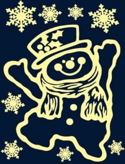 Autocollants De Fenêtre De Noël Brillent Dans Les Images De Bonhomme De Neige Sombre 29,5 X 40 Cm - Décoration De Fenêtre Noël - Autocollants De Noël Pour Enfants