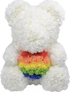 Rose Teddy Bear 25 Cm - Rose Bear - Rose Teddy - Amour - Fête Des Mères - Anniversaire - Cadeau Saint Valentin - Noël - Sinterklaas - Lhbtiq+ - Lesbiennes, Gays, Bisexuels, Transgenres, Intersexes Et Queer