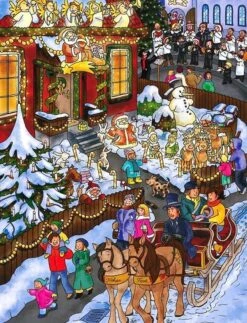 Ensemble De Peinture De Diamants - Série De Noël - Scène De Noël - 50x40 Cm - Set Complet - Couverture Complète - Pierres Rondes - Dielay