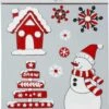 1x Morceaux D'autocollants De Fenêtre Décorations De Neige Rouge/blanc 34,5 Cm - Décorations De Fenêtre / Autocollants De Décoration De Fenêtre Décorations De Noël -DUNI Magasin 925x1200