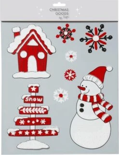 1x Morceaux D'autocollants De Fenêtre Décorations De Neige Rouge/blanc 34,5 Cm - Décorations De Fenêtre / Autocollants De Décoration De Fenêtre Décorations De Noël