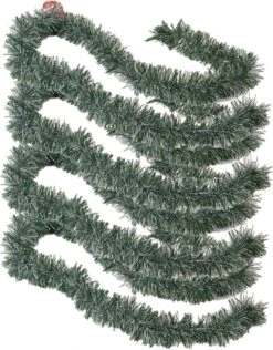 4 X Guirlandes De Sapin De Noël/guirlandes De Lametta De 180 X 7 Cm De Couleur Vert Avec Neige