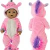 Vêtements De Poupée Fille - Convient Pour Bébé Born - Rose - Unicorn - Costume De Maison - Vêtements De Poupée 43 Cm - Noël - Cache-couche - Bracelet Unicorn GRATUIT