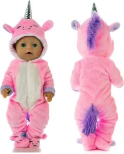 Vêtements De Poupée Fille - Convient Pour Bébé Born - Rose - Unicorn - Costume De Maison - Vêtements De Poupée 43 Cm - Noël - Cache-couche - Bracelet Unicorn GRATUIT