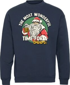 Pull De Noël Time For A Bear Santa Claus | Ugly Christmas Pull Femme Homme | Cadeau De Noël Adultes | Noël | Marine | Taille S