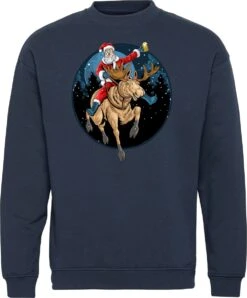 Pull De Noël Père Noël Ours Rudolf | Ugly Christmas Pull Femme Homme | Cadeau De Noël Adultes | Noël | Marine | Taille XL